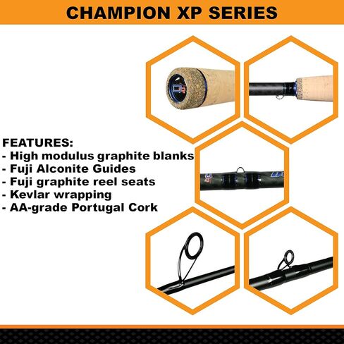 Dobyns Rods Champion XP Series 7’6'' Casting Bass Fishing Rod DC766FLIP Heavy Flip Fast Action | Modulus Graphite Blank w/Kevlar Wrapping | Baitcasting | Flipping | Line 14-30lb Lure ⅜-2½oz in Saudi Arabia