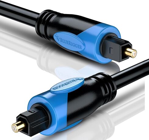 BlueRigger Digital Optical Audio Toslink Cable (15FT, Fiber Optic Cord, in-Wall CL3 Rated, 24K Gold-Plated) - Compatible with Home Theatre, Sound Bar, TV, Xbox, PlayStation PS4 in Saudi Arabia