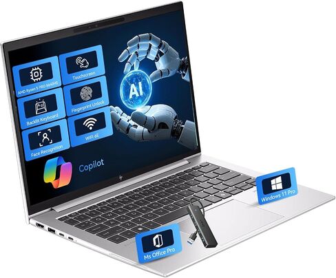 HP EliteBook 845 G11 Touchscreen Business Laptop, AMD Ryzen 5 PRO 8640HS (Beats i7-1355U), 14" WUXGA, Backlit KYB, FP Reader, Win 11 Pro, Ms Office, w/AI Coplit (64GB DDR5 | 2TB SSD) in Saudi Arabia