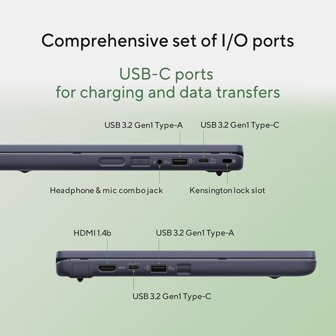 ASUS Chromebook CR11 Ruggedized Laptop, 11.6" Display, Intel Processor N100 Processor, 4GB RAM, 64GB eMMC Storage, Mineral Grey, CR1104CGA-AS44 in Saudi Arabia