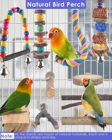 Bissap Bird Chew Toys, 7 Packs Parakeet Natural Wood Toys Parrot Hanging Cage Toy Bird Perch Stand for Small Bird Conure Cockatiel Parrotlet Lovebird Budgie in Kuwait