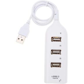Portable Mini USB 2.0 Multiport with 4 Ports High Speed USB 2.0 Expansion Hub Splitter Adapter Compatible with PC Laptop Computer White
