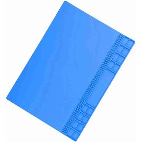 350MM*250MM Heat Maintenance Platform Mat for PhoneComputer Repair with Storage Grid, Anti-High Temperature Silicone Pad for Repair Techs (Gray)