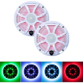 wet sounds REVO 6-SWW White Closed SW Grille 6.5 Inch Marine LED Coaxial Speakers (Pair) with RGB LED Speaker Rings