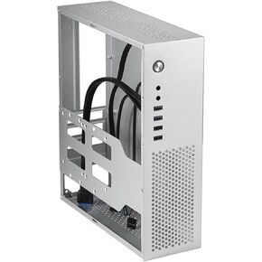 Computer Case Desktop 3.0 USB Steel Small 1U 7.3L Practical Power Supply Small Case for mATX24x24 Motherboard Accessories, Argent