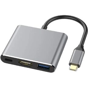3 in 1 USB TY>pe C to HDMI Cable Adapter Compatible Splitter 4K HDMI to TY>pe C PD 65W Fast for 15(Pink)