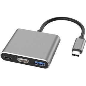 TY>pe C HUB USB C to HDMI-Compatible Splitter USB-C 3 in 1 4K HDMI-Compatible USB 3.0 PD Fast SMA/*rt Adapter for(Grey)