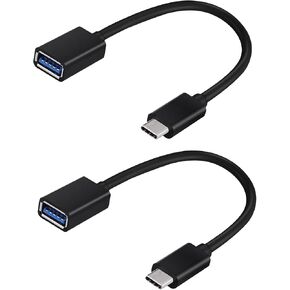 OTG USB-C 3.0 Adapter (2 Pack) Compatible with GOPRO Hero6 Black to Quick Multi-Use Functions to Backup, Keyboard, mice, Thumb Drives, Saves, More (Black)
