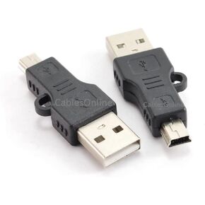 CablesOnline USB 2.0 A-Type Male to Mini-B 5-Pin Male Converter Adapter, (2 Pack) (AD-U10H)