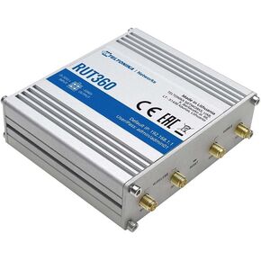 Teltonika RUT360100100 Model RUT360 LTE Industrial Cellular Router; Only for use in USA; 4G/3G Frequencies; Ethernet Interfaces, WiFi and Cellular Module; Compatible with IoT and M2M Applications