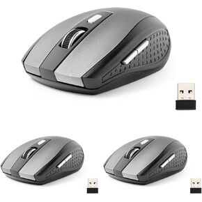 3 Pack Wireless Mouse, 2.4Ghz Wireless Mouse Computer Mouse1200, 6 Buttons with Nano Receiver for Laptop,PC,Chromebook,Computer,Notebook,Office (Grey)