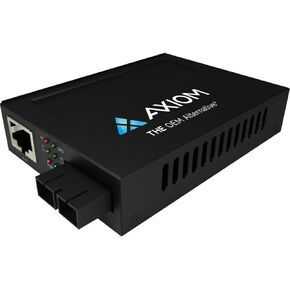 Axiom Memory - MCP31-F1-S3S10-AX - Axiom 100Mbs POE RJ45 to 100BASE-LX Fiber Media Converter - SMF, SC, 10km,1310nm - Network (RJ-45) - 1x PoE (RJ-45) Ports - 1 x SC Ports - Single-Mode - Fast