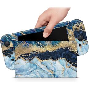 ZOOMHITSKINS Compatible with Switch Skin Cover Limestone Green Yellow Blue Golden Granit Gem Vinyl Decal Sticker Wrap, Made in The USA