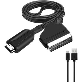1080P HDMI to SCART Video Converter Adapter HDMI Input to Scart Output for HDTV DVD Sky Box STB with USB Power Cable(HD to SCART)