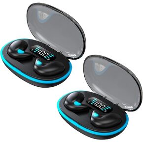 Bone Conduction Sleep Bluetooth Headset, In-Ear 5.3 Wireless Noise Cancelling Sports Earphones, Fitness Headphones with LED Digital Display Charging Case, Wireless Earbuds for Sport, Work (black, 1)