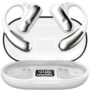 Open Ear Air Conduction Headphones Wireless Bluetooth Headphones with Digital Display Charging Case 48 Hours Playtime Sports Headphones with Earhooks for Workout Driving Walking with iPhone Android