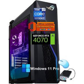 ASUS ROG G16CH Gaming Desktop PC, NVIDIA GeForce RTX 4070 Dual, Intel 16 Core i7-13700KF Up to 5.4 GHz, 64GB RAM, 8TB SSD, Windows 11 Pro & Office License, External DVD Drive, WiFi