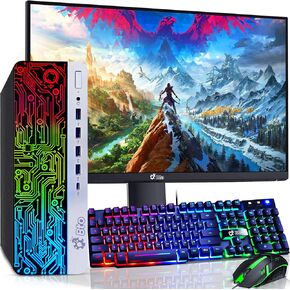 HP RGB Gaming Desktop PC Bundle - Intel Core i5 6th Gen, 16GB DDR4 Ram, 1TB SSD, NVIDIA GeForce GT 1030 GDDR5, New 24 Inch Monitor - Prebuilt Gaming Computer, RGB Set - Windows 11 Pro (Renewed)