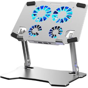 Tablet Stand with Cooling Fan Aluminium Alloy USB Holder for Home Desk Table