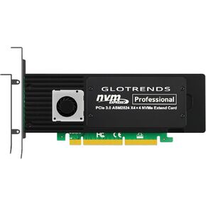 GLOTRENDS ST560 Quad M.2 NVMe to PCIE 3.0 X8 Adapter Card with ASM2824 Controller, Support PCIe Bifurcation Function, Compatible with Windows/Mac OS/Linux
