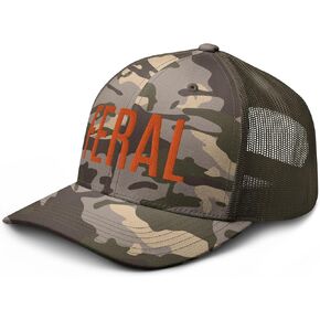 أو Camo Feral Presidered Bill Bill Camouflage Camouflage Hat Low Crown Trough Orange Lettering Hat القبعة الوحشية - CAP