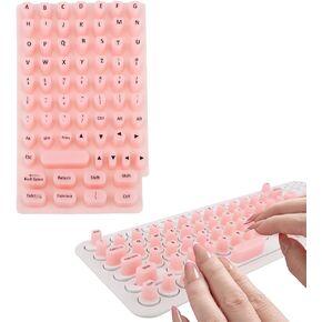 70pcs Cute Keyboard Stickers for Long Nails, Soft Silicone Raised Key Board Cover with Letters for Type Long Nail Art Reusable Keypad Bubbles Skins for Women Desktop Computer