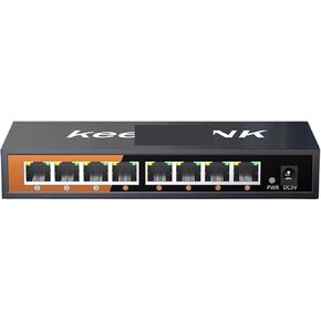 8 Port Gigabit Ethernet Switch Unmanaged Metal Fanless Silence(Switch with EU Plug)