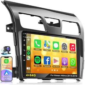 ل Nissan Altima 2013 2014 2015 Radio Upgrade Android 13 Stereo مع Carplay اللاسلكي Android Auto WiFi GPS Favigation ، وحدة رأس شاشة تعمل باللمس ، بلوتوث FM AHD Camera Camera SWC