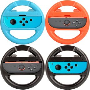 Lyvix 4-Pack Steering Wheel for Nintendo Switch 2 Joy-Con, Racing Wheel Accessories Compatible with NS2/NS/OLED for Mario Kart World 2025, Ergonomic Anti-Slip Controllers
