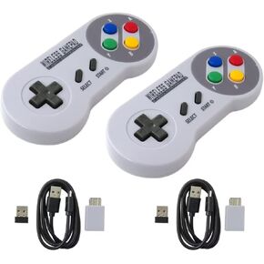 2 Pack 2.4GHz Wireless Gamepad Controller for SNES Classic Version (Mini)/SFC Classic Version (SFC mini) with USB Wireless Receiver can Play for Windows, iOS, Linx, Android Devices