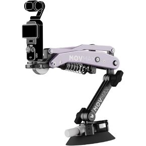 Movmax Blade Arm لـ DJI Pocket 3 و Insta 360 و GoPro Hero 12 مع تقنية ARM N2 ومسمار قفل عالمي ، كوب شفط السيارة (Glacier Blue)