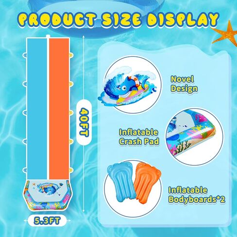 Inflatable Lawn Bodyboard with Handles for Water Slide, Summer Water Slip Toy in Saudi Arabia
