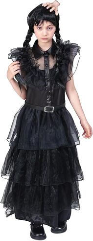 Wednesday Costume Tulle Dress for Girls Halloween Costumes Cosplay Stage Show Party in Saudi Arabia
