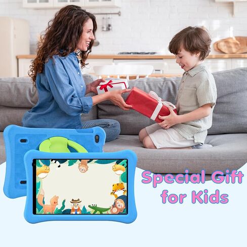 AWOW Kids Tablet for Kids 3-7: 10 inch Android 14 8GB RAM 64GB ROM Toddler Tablet for Kids 8-12 with Bluetooth WiFi Parental Control, Dual Camera, GMS, Shockproof Case (Blue, 8G+64G) in Saudi Arabia
