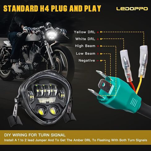 7 Inch LED Motorcycle Headlight Round with Housing Bucket Turn Signal DRL Hi/Low Beam Headlight for Harley Honda Suzuki Yamaha Kawasaki Cafe Racer Chopper Bobber Motorcycle in Saudi Arabia