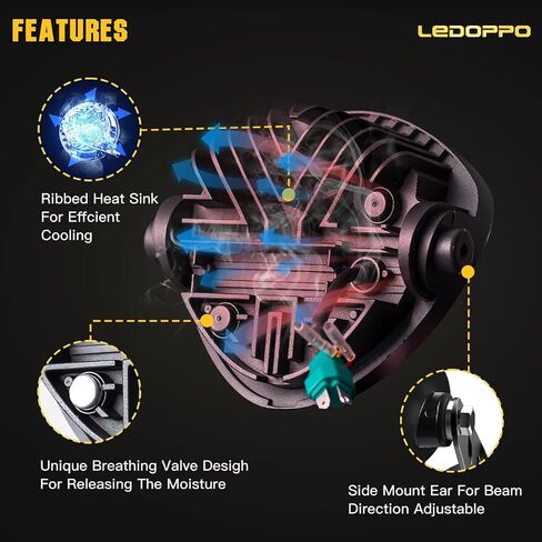 7 Inch LED Motorcycle Headlight Round with Housing Bucket Turn Signal DRL Hi/Low Beam Headlight for Harley Honda Suzuki Yamaha Kawasaki Cafe Racer Chopper Bobber Motorcycle in Saudi Arabia