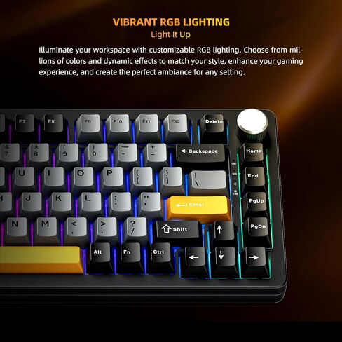 Machenike K600 B82W GASKET Mechetical Gaming Keyboard ، 75 ٪ اللاسلكي اللاسلكي لوحة مفاتيح قابلة للتبديل مع حشوة ومقبض ، Bluetooth/2.4 جيجا هرتز/USB-C ، RGB خلفية للكمبيوتر/الكمبيوتر اللوحي/Xbox/PS4/PS5 in Kuwait