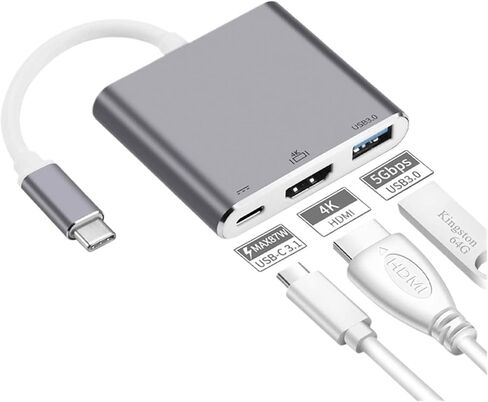 3 in 1 USB TY>pe C to HDMI Cable Adapter Compatible Splitter 4K HDMI to TY>pe C PD 65W Fast for 15(Pink) in Saudi Arabia