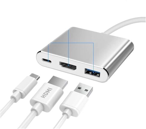 3 in 1 USB TY>pe C to HDMI Cable Adapter Compatible Splitter 4K HDMI to TY>pe C PD 65W Fast for 15(Pink) in Saudi Arabia