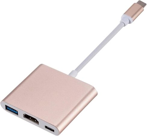 3 in 1 USB TY>pe C to HDMI Cable Adapter Compatible Splitter 4K HDMI to TY>pe C PD 65W Fast for 15(Pink) in Saudi Arabia