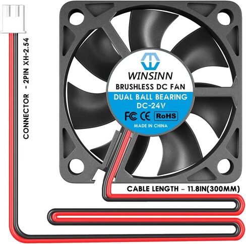Winsinn 50mm 24V مروحة - محمل كرة مزدوج 6000 دورة في الدقيقة 5010 استبدال مروحة التبريد للمعدات/الخوادم/أجهزة التوجيه الصناعية ، كابل 30 سم مع XH2.54-2pin ، 50 × 10 مم (5pcs) in Kuwait