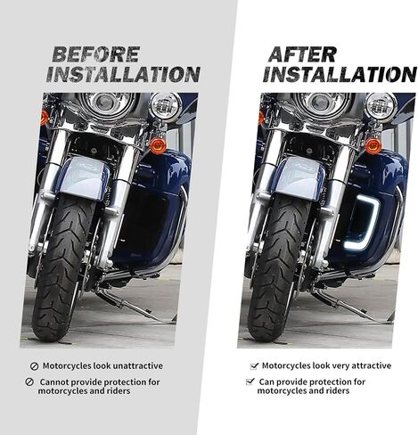 HDBUBALUS دراجة نارية أسفل الشوايات الساق هدية ضوء LED بدوره إشارة تشغيل ضوء مناسب لـ Harley Touring Street Glide Road Glide Electra Glide FLHTK FLTRU 2014-2020 (اللون: أسود ورمادي) in Saudi Arabia