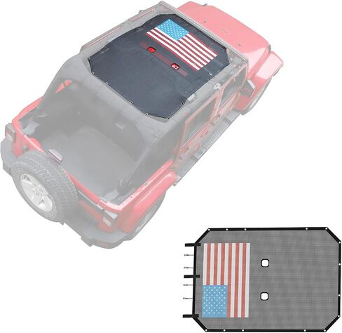 RT-TCZ for Jeep JK Sunshade Mesh Shade Top Cover, JKU American Flag Bikini Top for Jeep Wrangler JK JKU 2007-2017 4 Door in Saudi Arabia