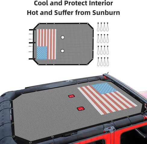 RT-TCZ for Jeep JK Sunshade Mesh Shade Top Cover, JKU American Flag Bikini Top for Jeep Wrangler JK JKU 2007-2017 4 Door in Saudi Arabia