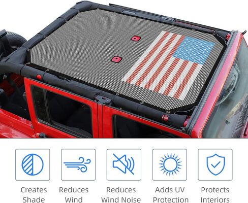 RT-TCZ for Jeep JK Sunshade Mesh Shade Top Cover, JKU American Flag Bikini Top for Jeep Wrangler JK JKU 2007-2017 4 Door in Saudi Arabia