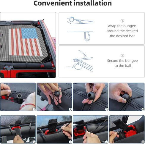 RT-TCZ for Jeep JK Sunshade Mesh Shade Top Cover, JKU American Flag Bikini Top for Jeep Wrangler JK JKU 2007-2017 4 Door in Saudi Arabia