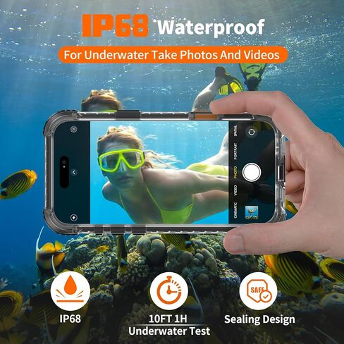 for iPhone 16 Pro Max Waterproof Case Compatible with MagSafe, IP68 Underwater Case Built-in Screen Protector, Slim Translucent 360° Full Body Protection, 12FT Military Grade, 6.9 Inch (Black) in Kuwait