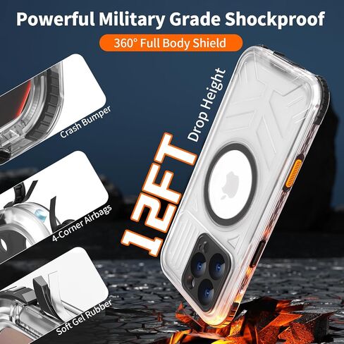 for iPhone 16 Pro Max Waterproof Case Compatible with MagSafe, IP68 Underwater Case Built-in Screen Protector, Slim Translucent 360° Full Body Protection, 12FT Military Grade, 6.9 Inch (Black) in Kuwait