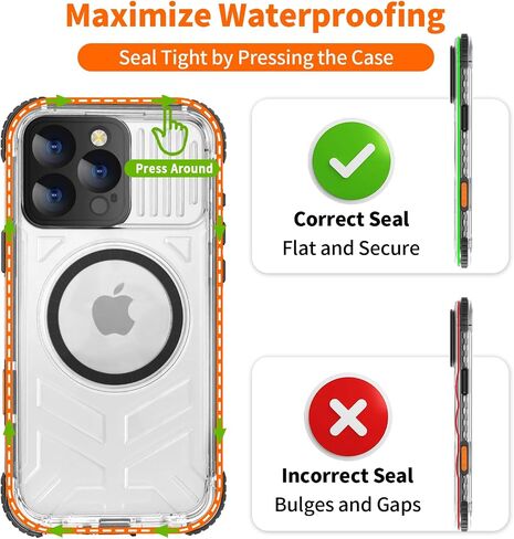 for iPhone 16 Pro Max Waterproof Case Compatible with MagSafe, IP68 Underwater Case Built-in Screen Protector, Slim Translucent 360° Full Body Protection, 12FT Military Grade, 6.9 Inch (Black) in Kuwait