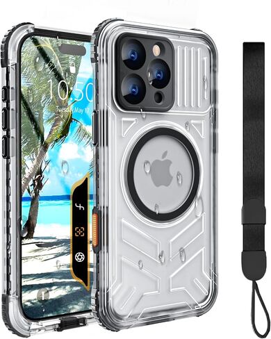 for iPhone 16 Pro Max Waterproof Case Compatible with MagSafe, IP68 Underwater Case Built-in Screen Protector, Slim Translucent 360° Full Body Protection, 12FT Military Grade, 6.9 Inch (Black) in Kuwait